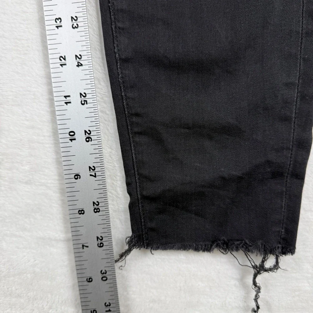 AYR Women Black High Rise Skinny Jeans‎ Raw Hem Made in USA W26 L30 Solid Wash